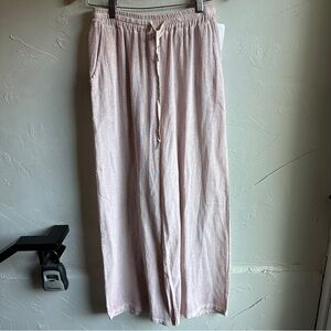NWT Goddess 887 Made in Italy 100% Cotton Pull-on Light Pink Wide Leg Pants Sz S